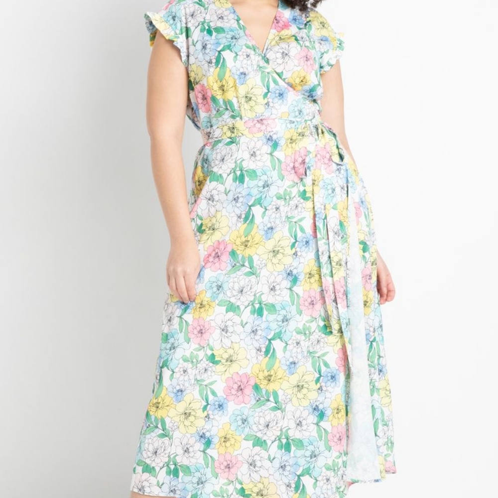 Eloquii Satin Wrap Maxi Dress